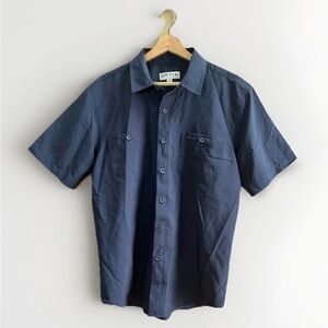 Orvis Men's Shirt Blue Short Sleeve Pockets Hiking Fishing Quick Dry Work Shirt